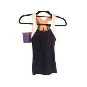 Head Athletic Top Navy Blue Peach & White Size Small